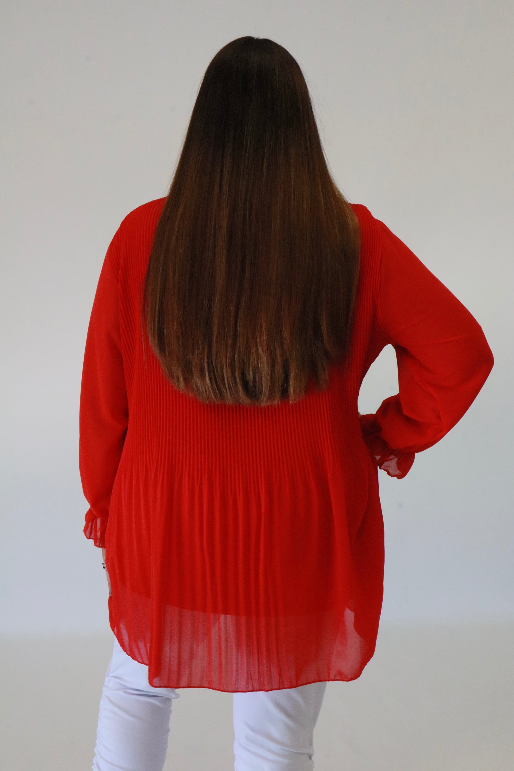 Maizie Pleated Blouse in Red