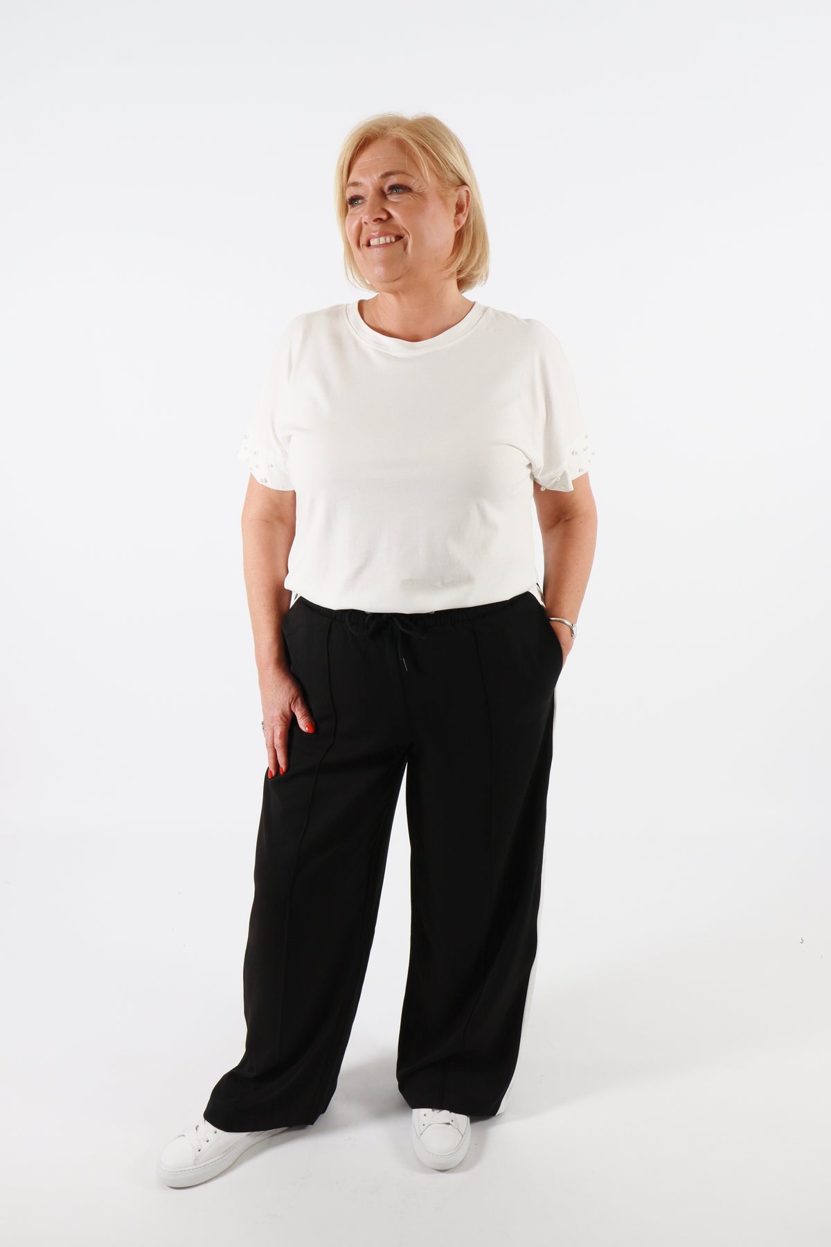 Pinns Wide Leg Trousers with Side Stripe
