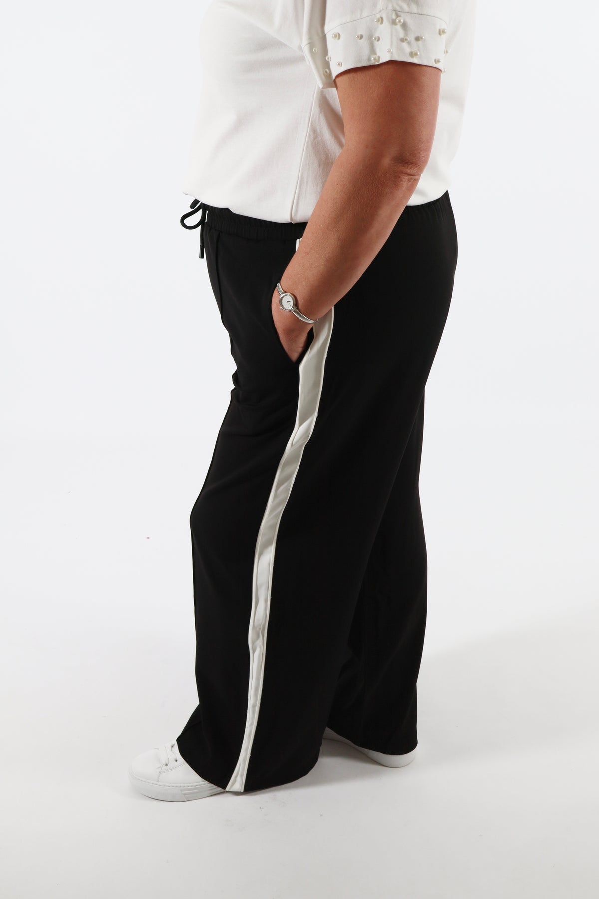 Pinns Wide Leg Trousers with Side Stripe