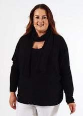 Caroline Jumper with Scarf in Black