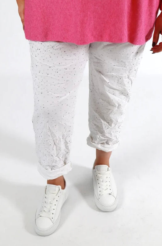 Grace Sparkle Jogger in White