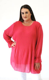Maizie Pleated Blouse in Fuchsia