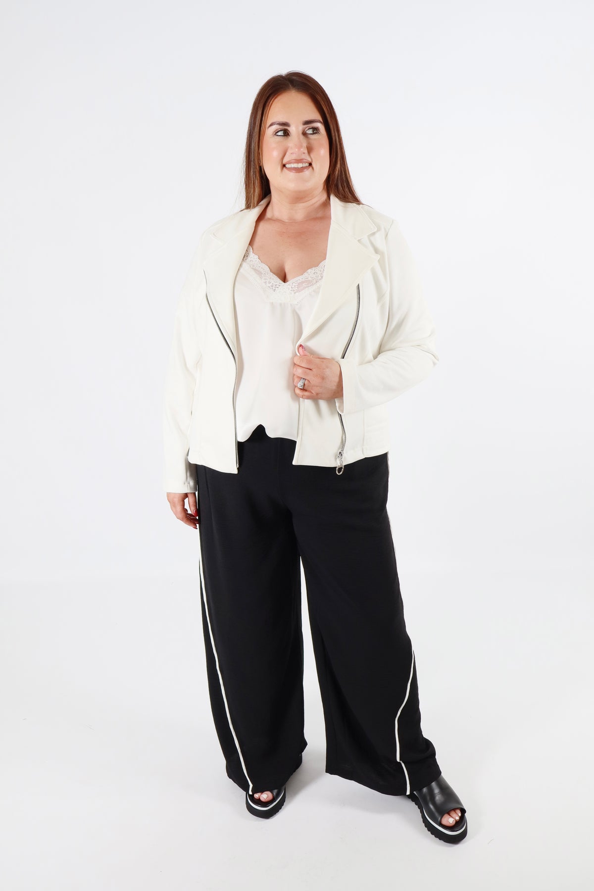 Amber Suede Biker Jacket in White