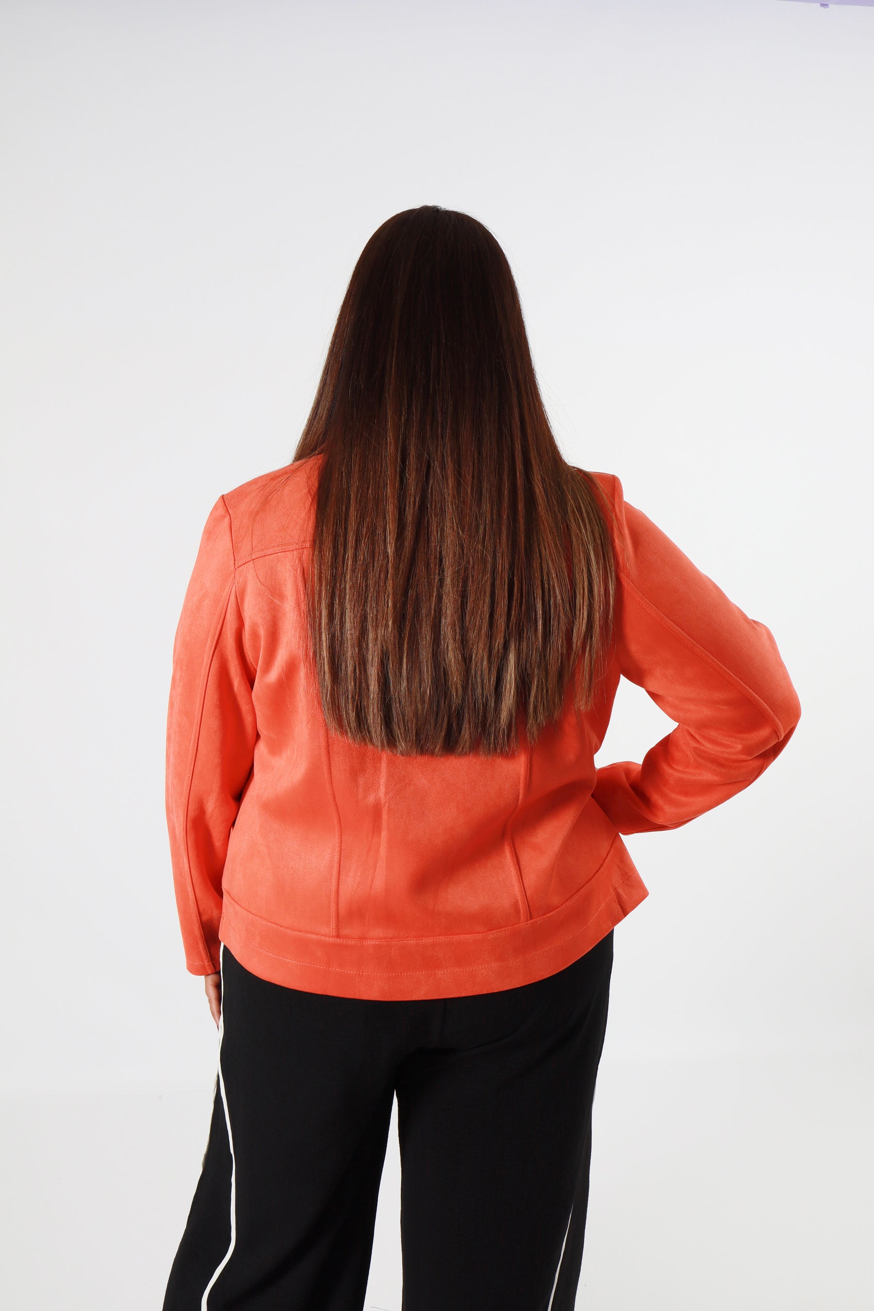 Amber Suede Biker Jacket in Orange