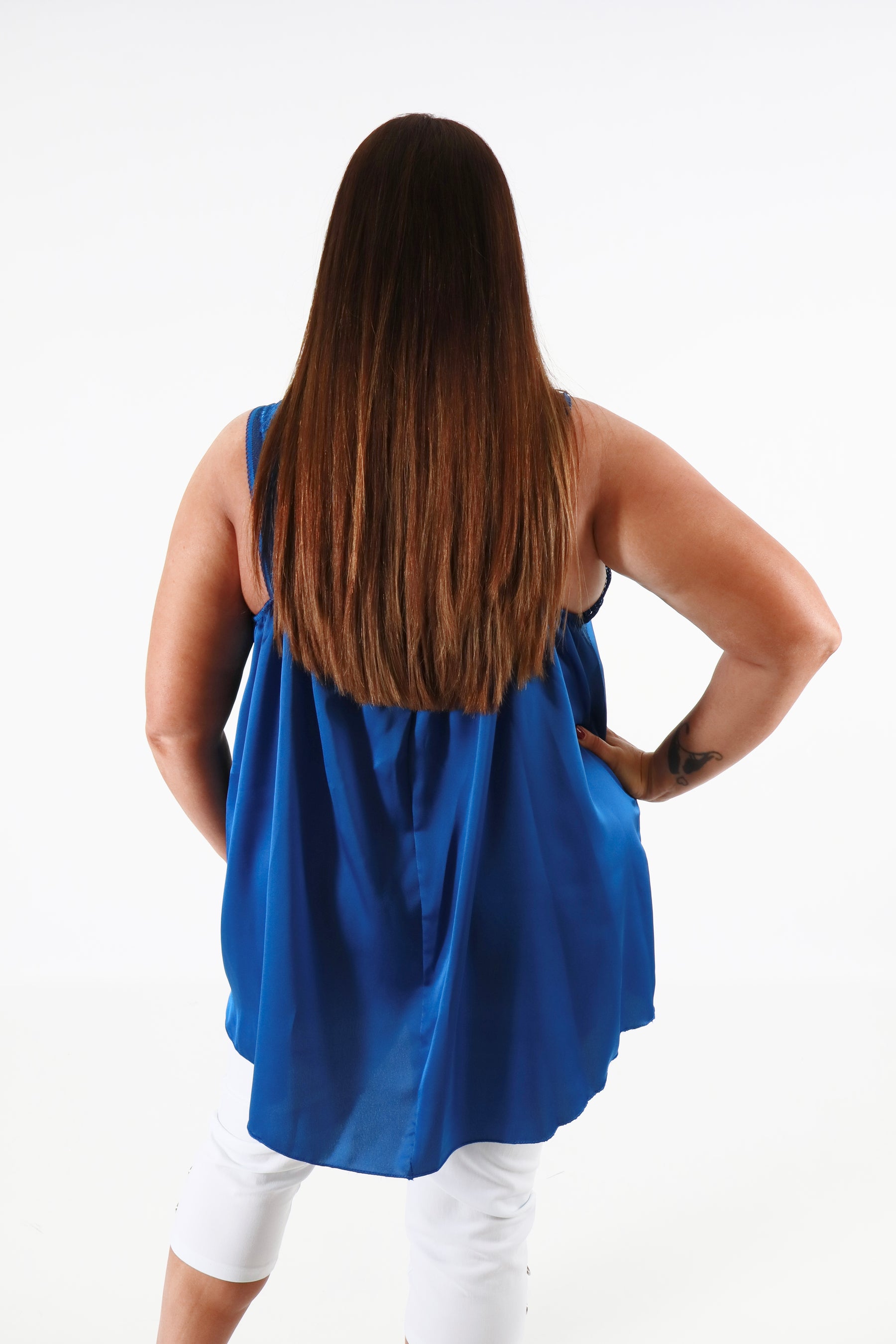Jade Lace Trim Vest in Royal Blue