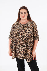 Emma Blouse in Cream Leopard Print