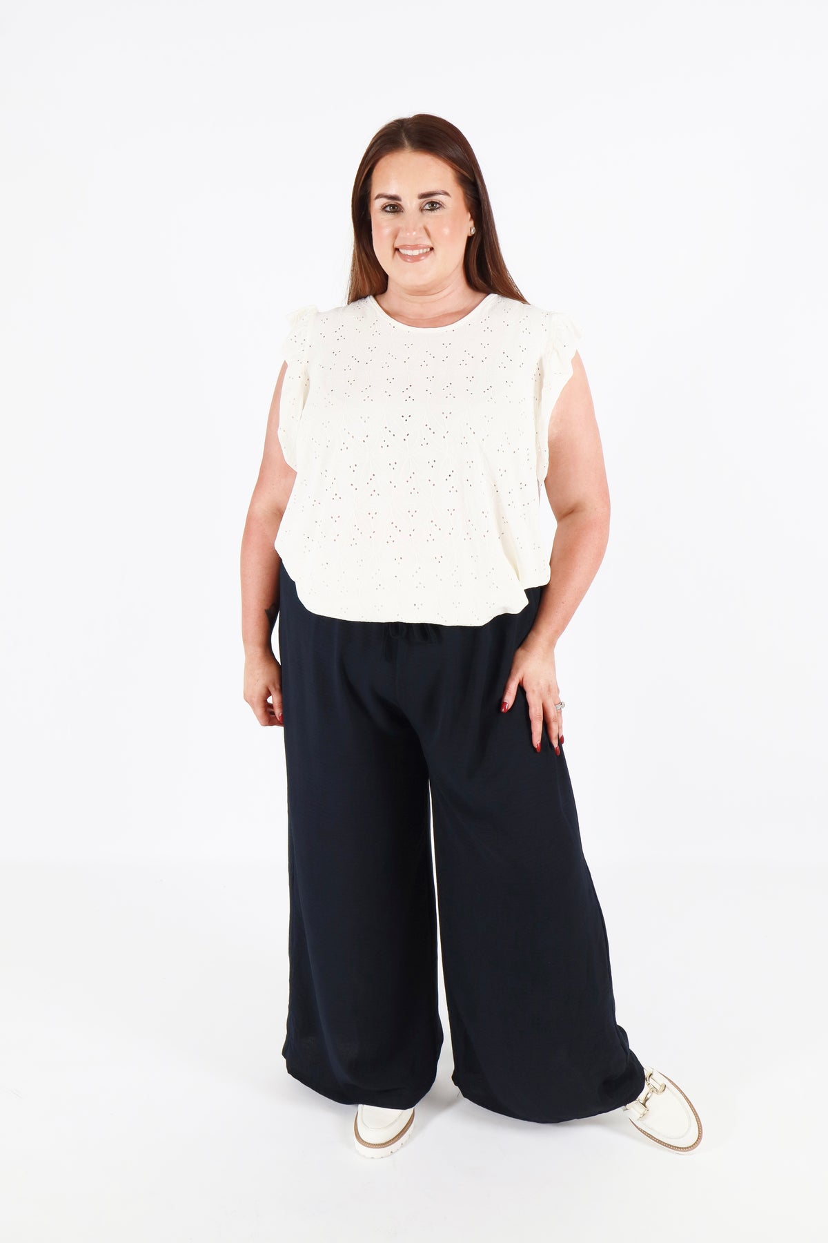 Bella Wide Leg Trousers in Navy