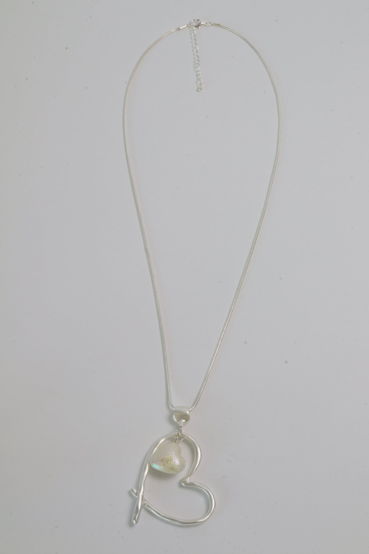 Pearl Heart Necklace in Silver
