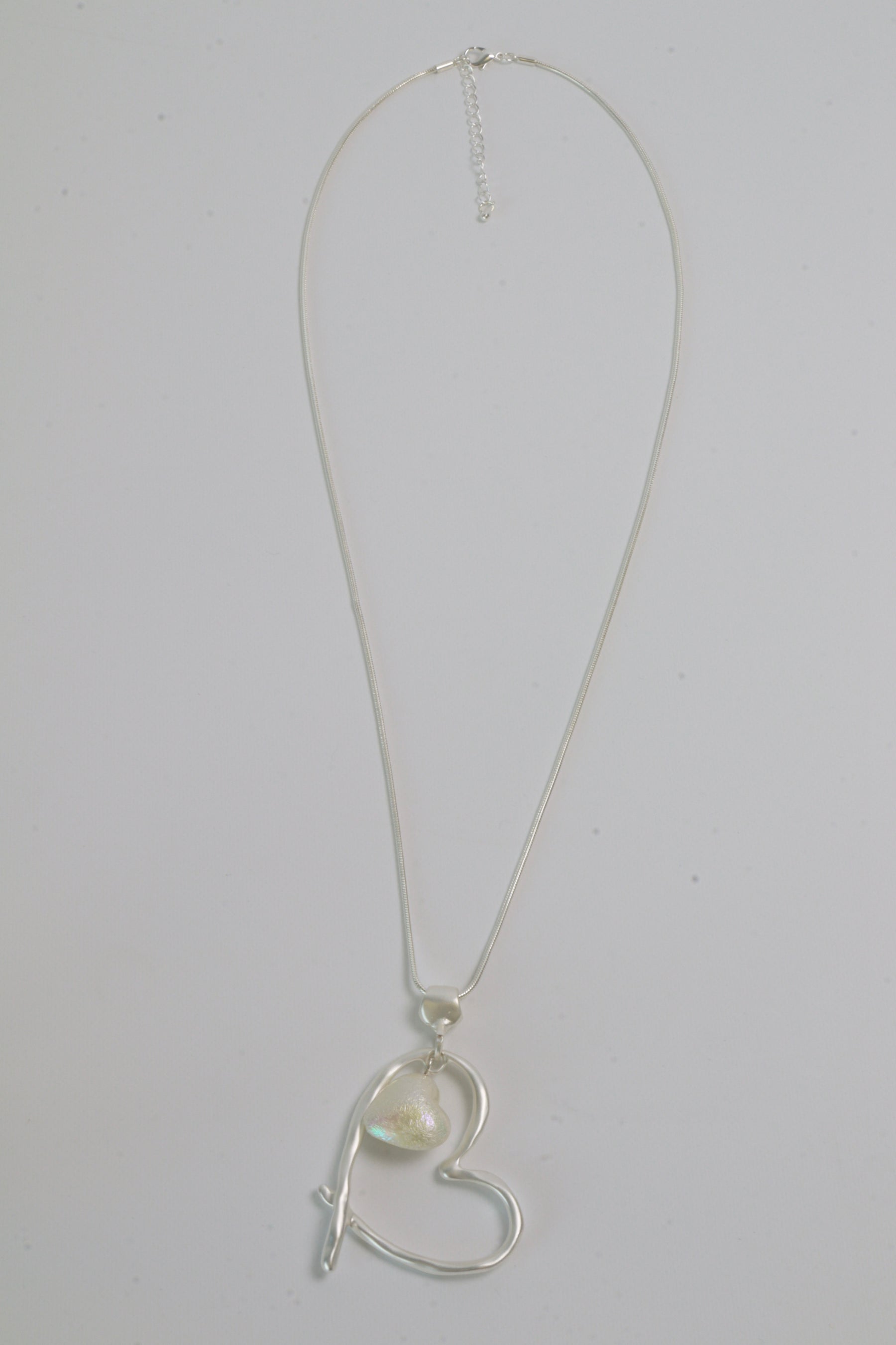 Pearl Heart Necklace in Silver