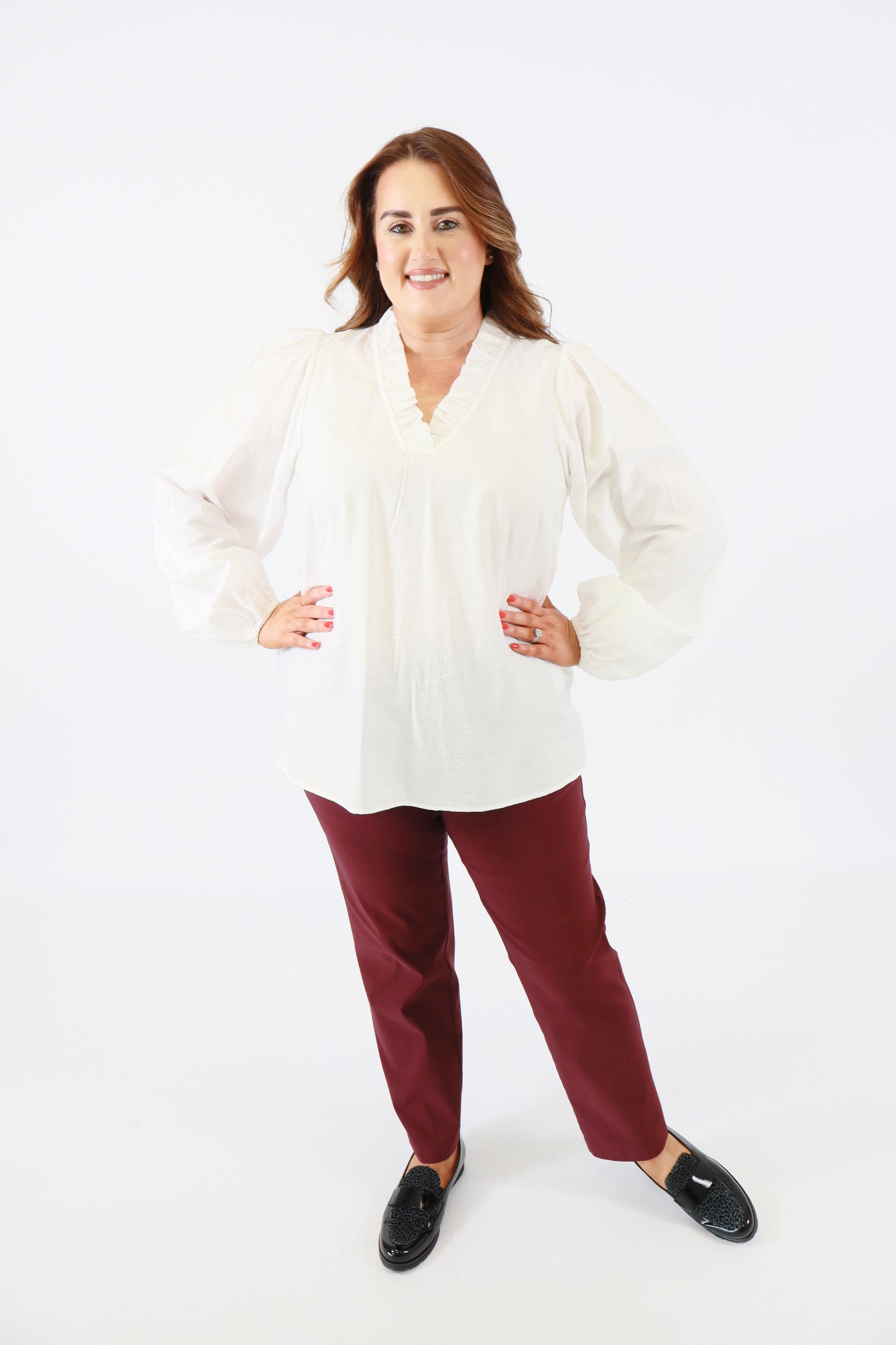 Robell 7/8ths Trousers in Wine