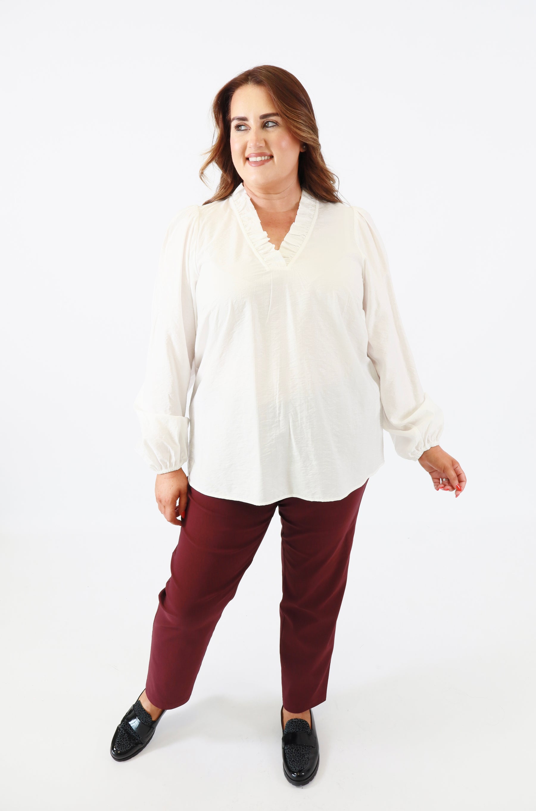 Robell 7/8ths Trousers in Wine