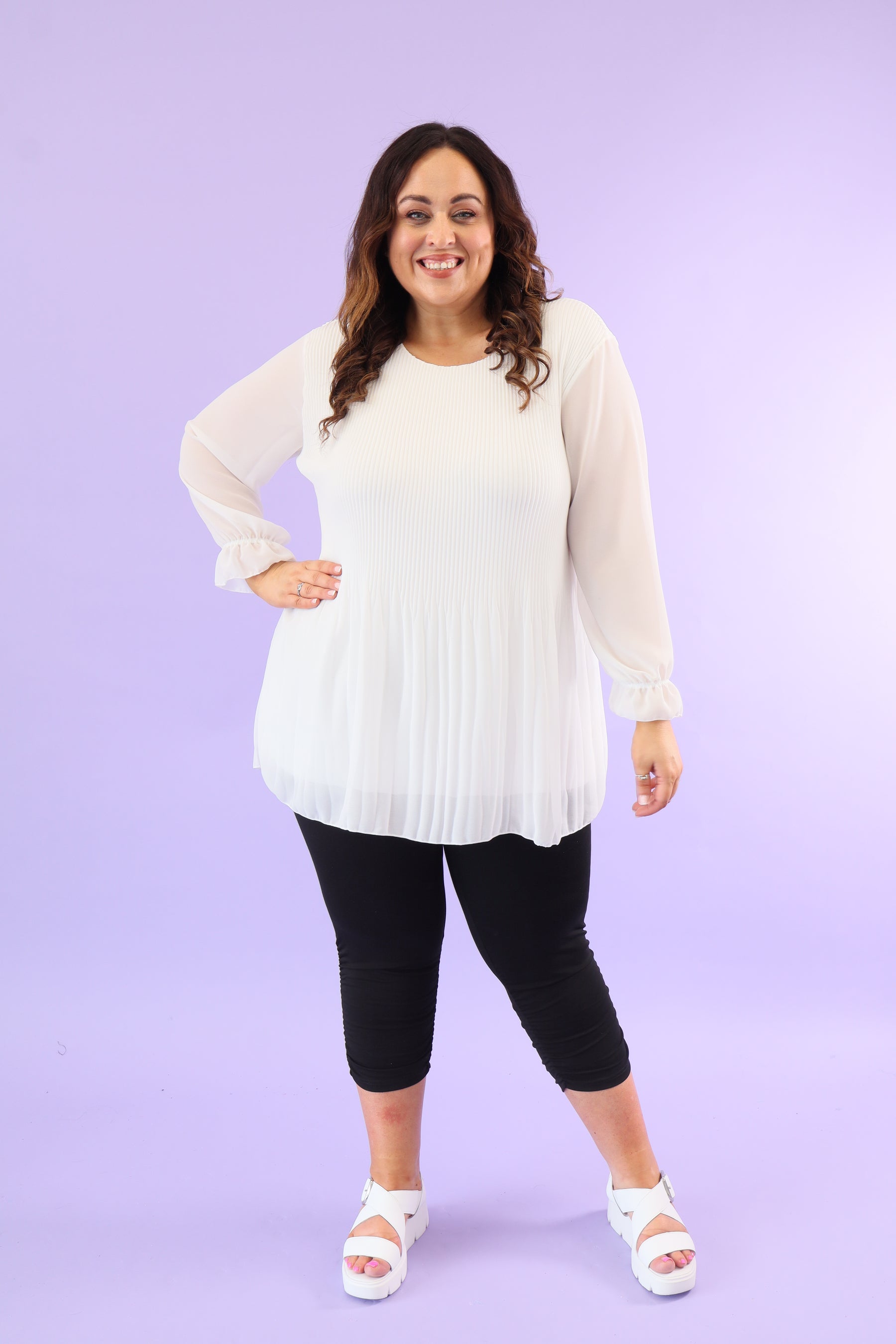 Maizie Pleated Blouse in White