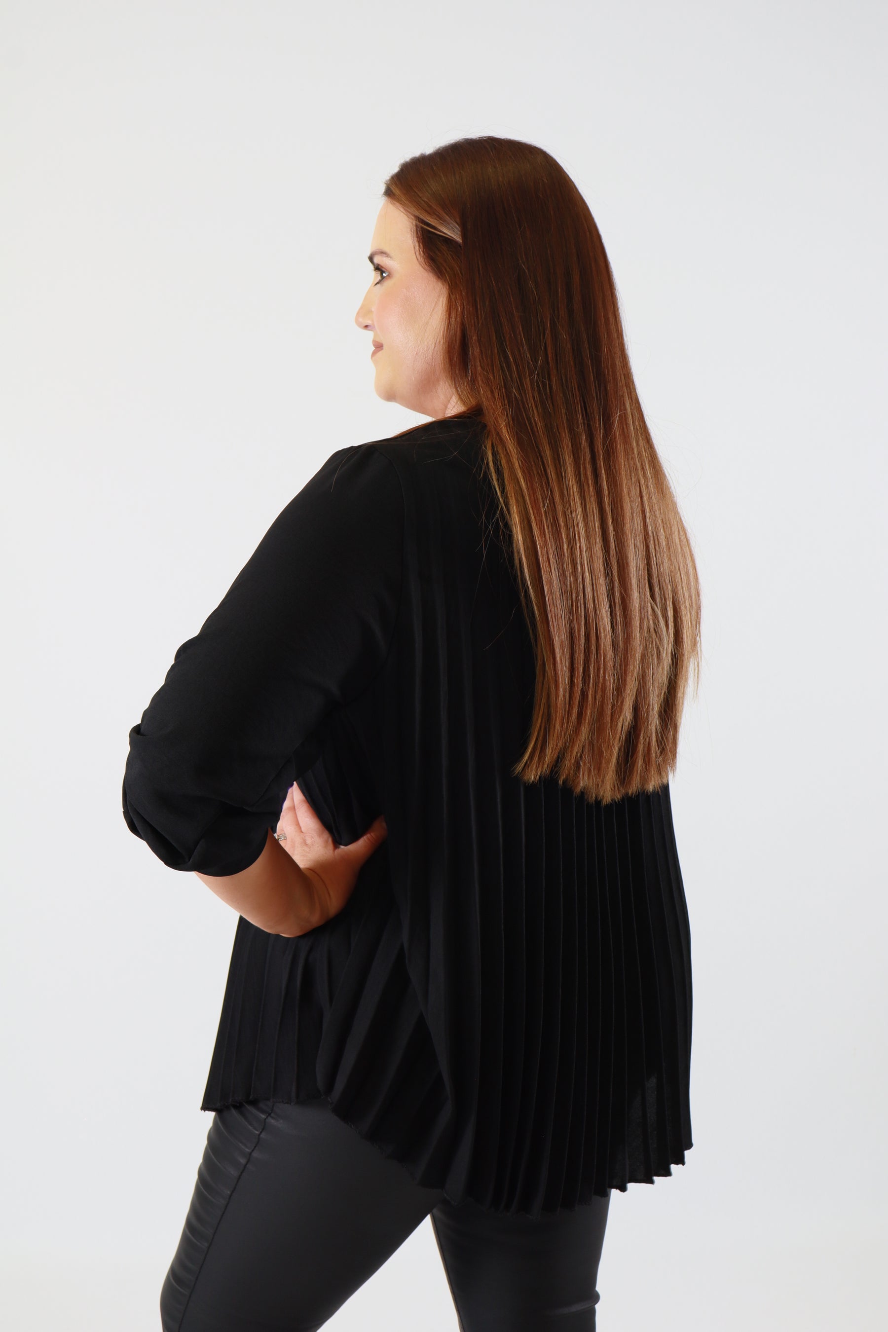 Bonnie Pleated Blouse in Black