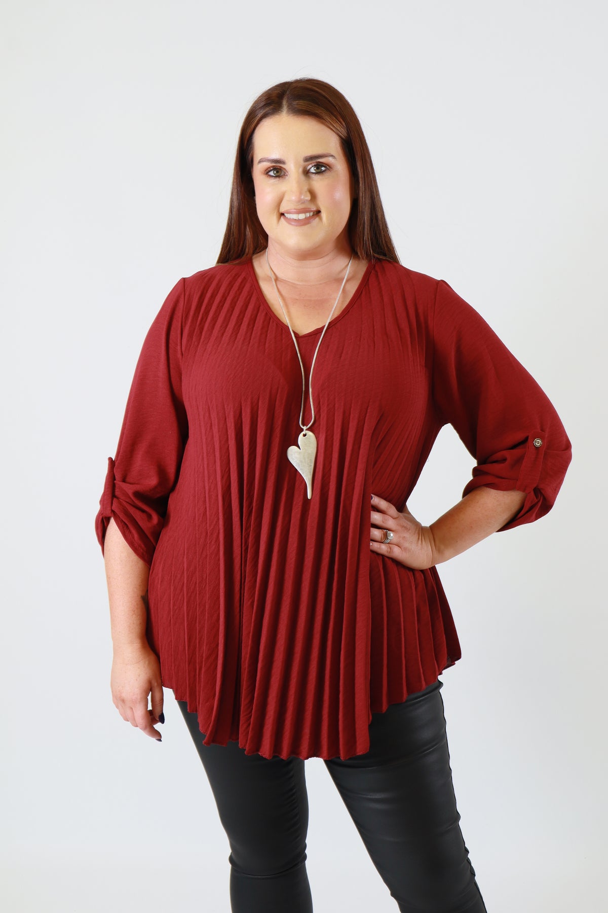 Bonnie Pleated Blouse in Wine