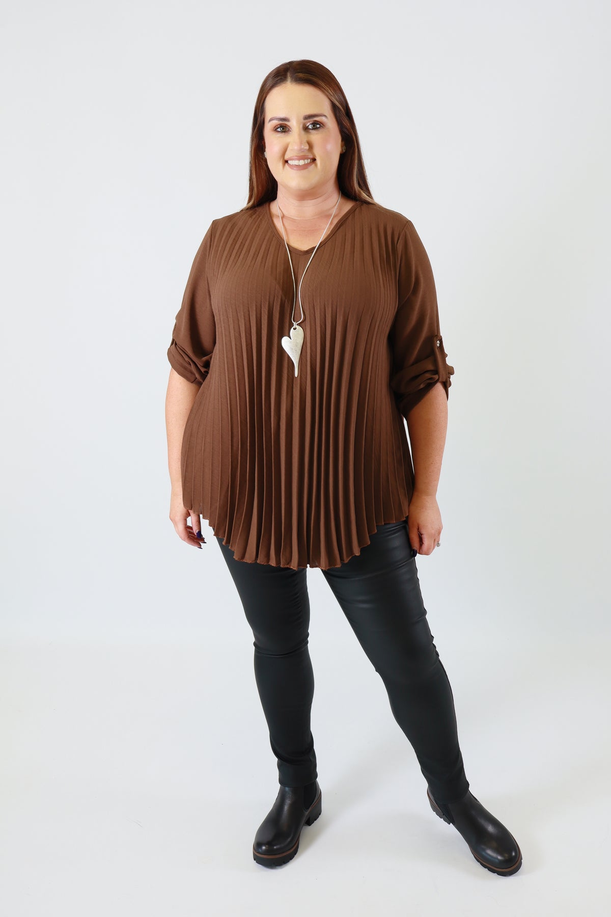 Bonnie Pleated Blouse in Brown
