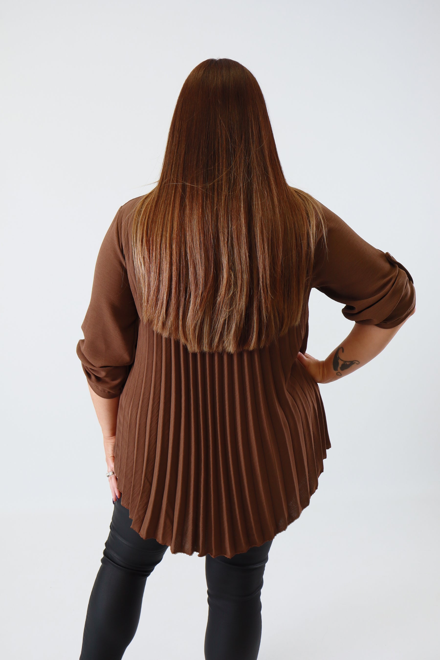 Bonnie Pleated Blouse in Brown