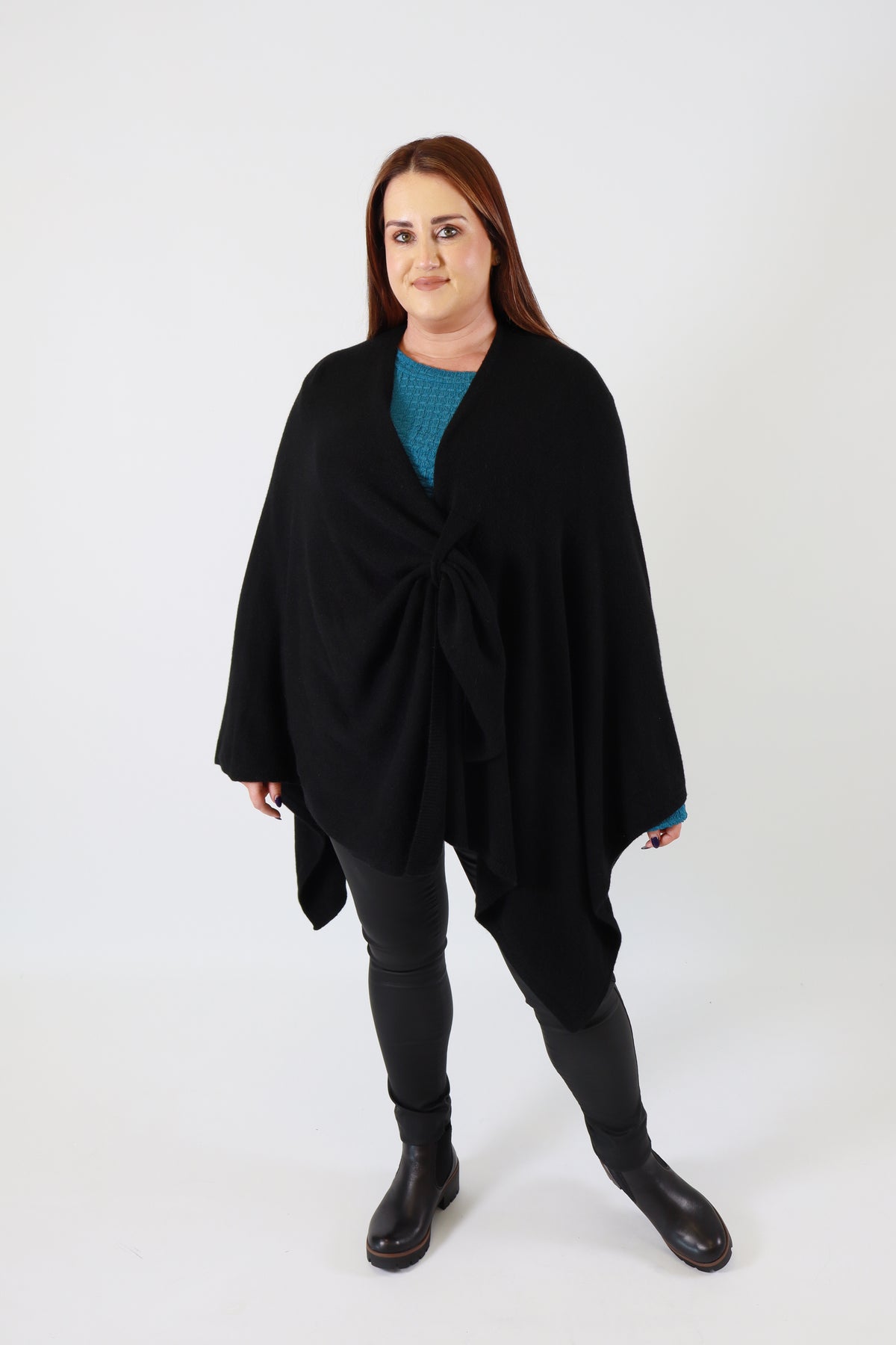 Helena Knitted Cape in Black