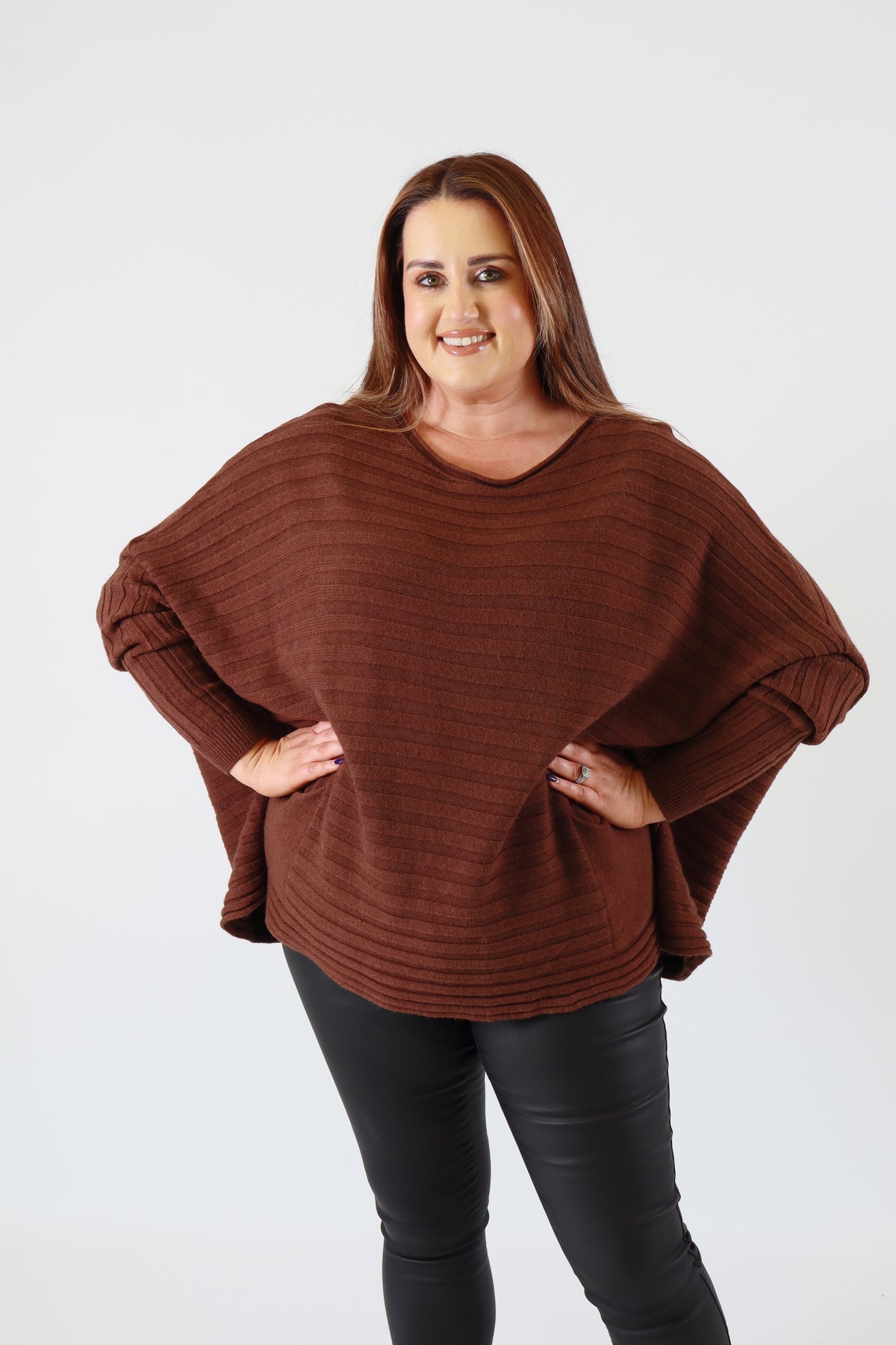 Clara Oversized Knit Jumper in Brown