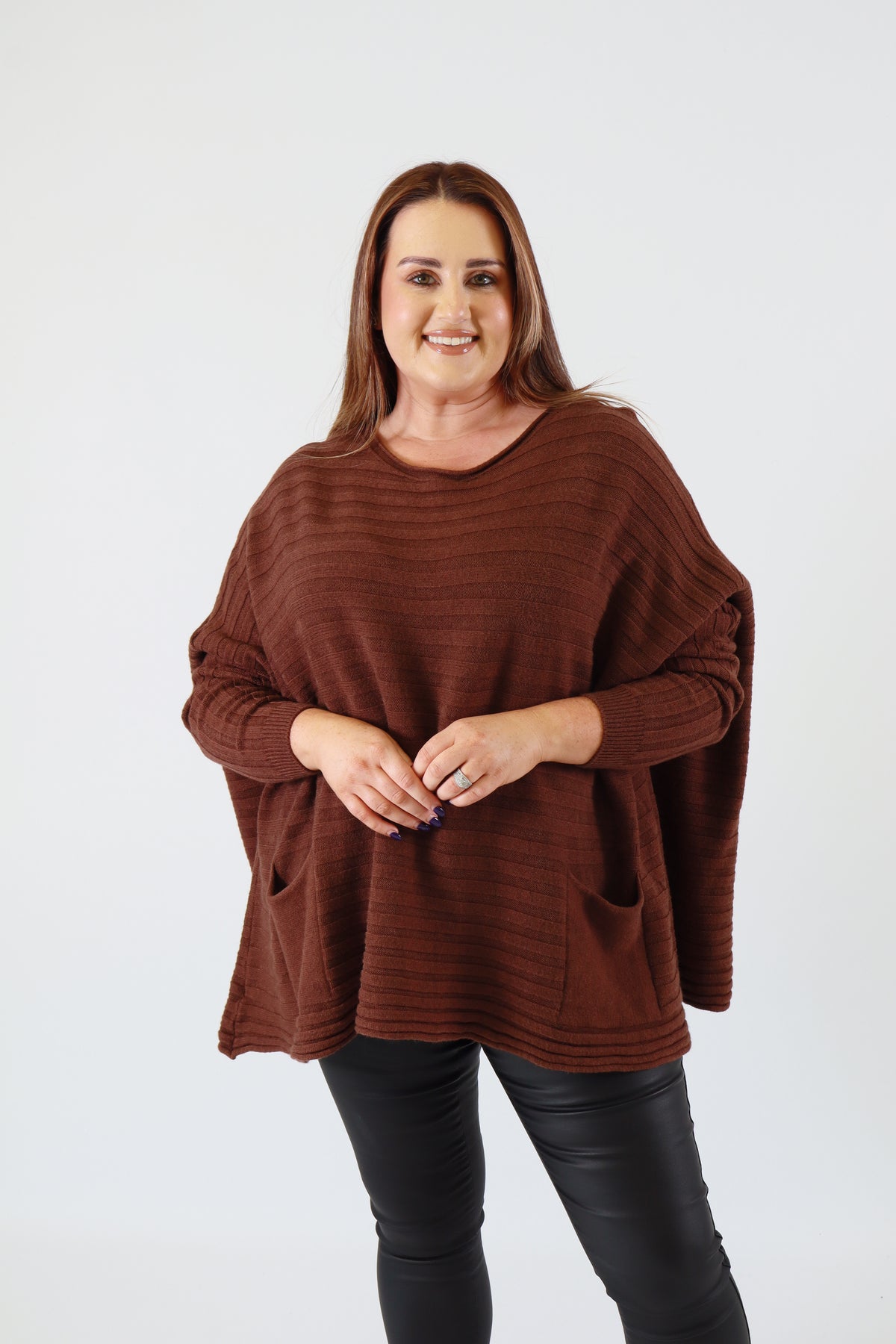 Clara Oversized Knit Jumper in Brown