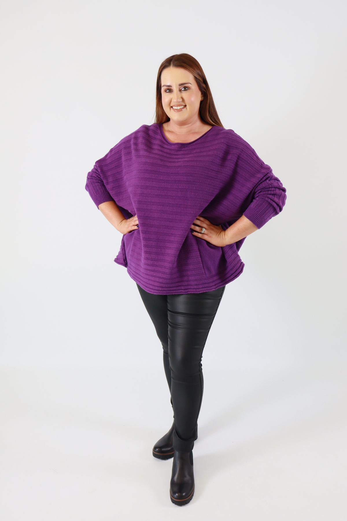 Clara Oversized Knit Jumper in Purple