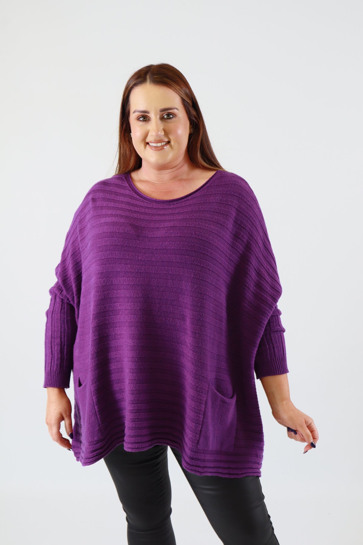 Clara Oversized Knit Jumper in Purple