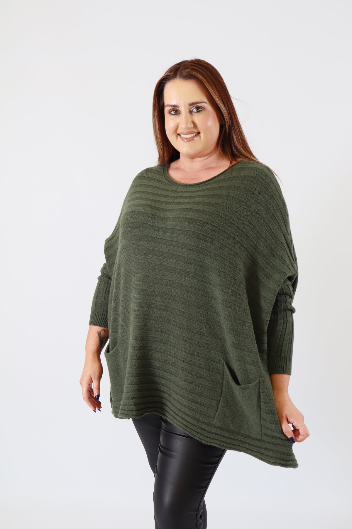 Clara Oversized Knit Jumper in Khaki