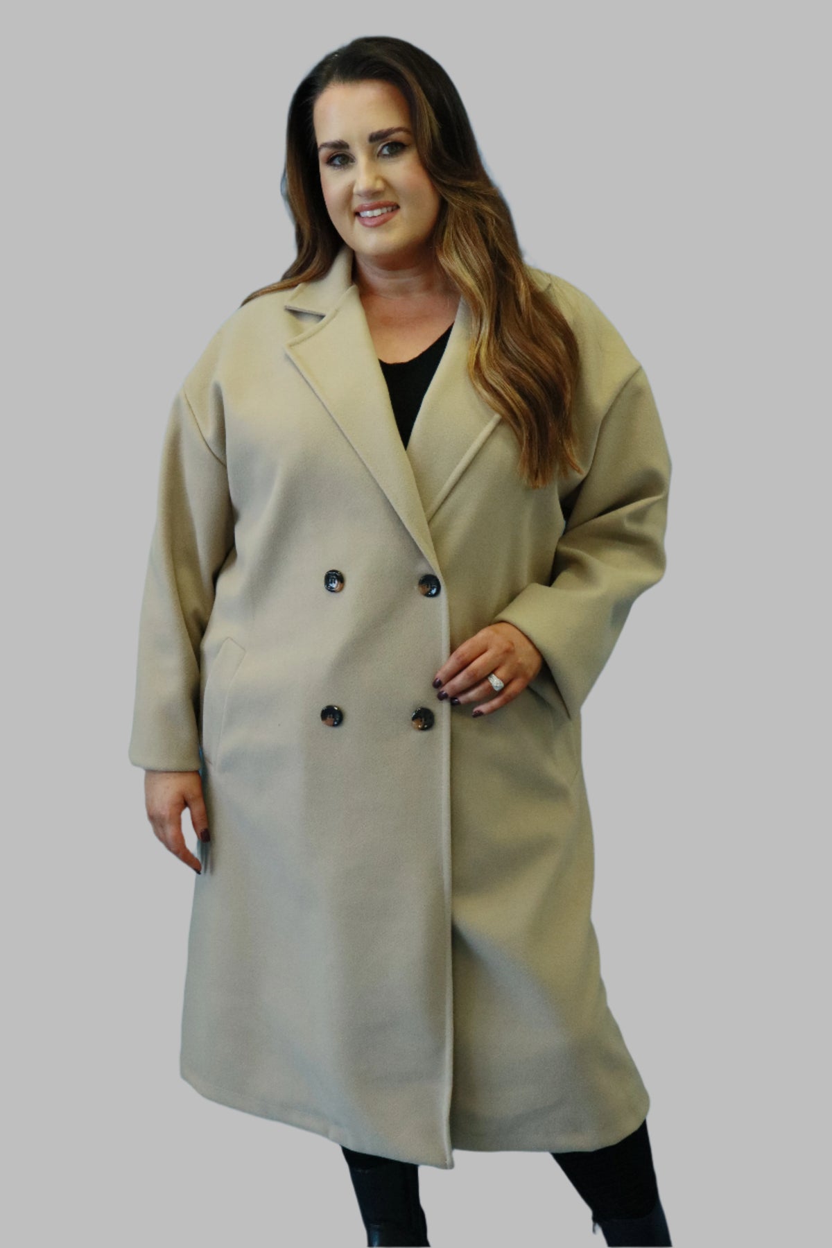 Sabrina Longline Jacket in Beige