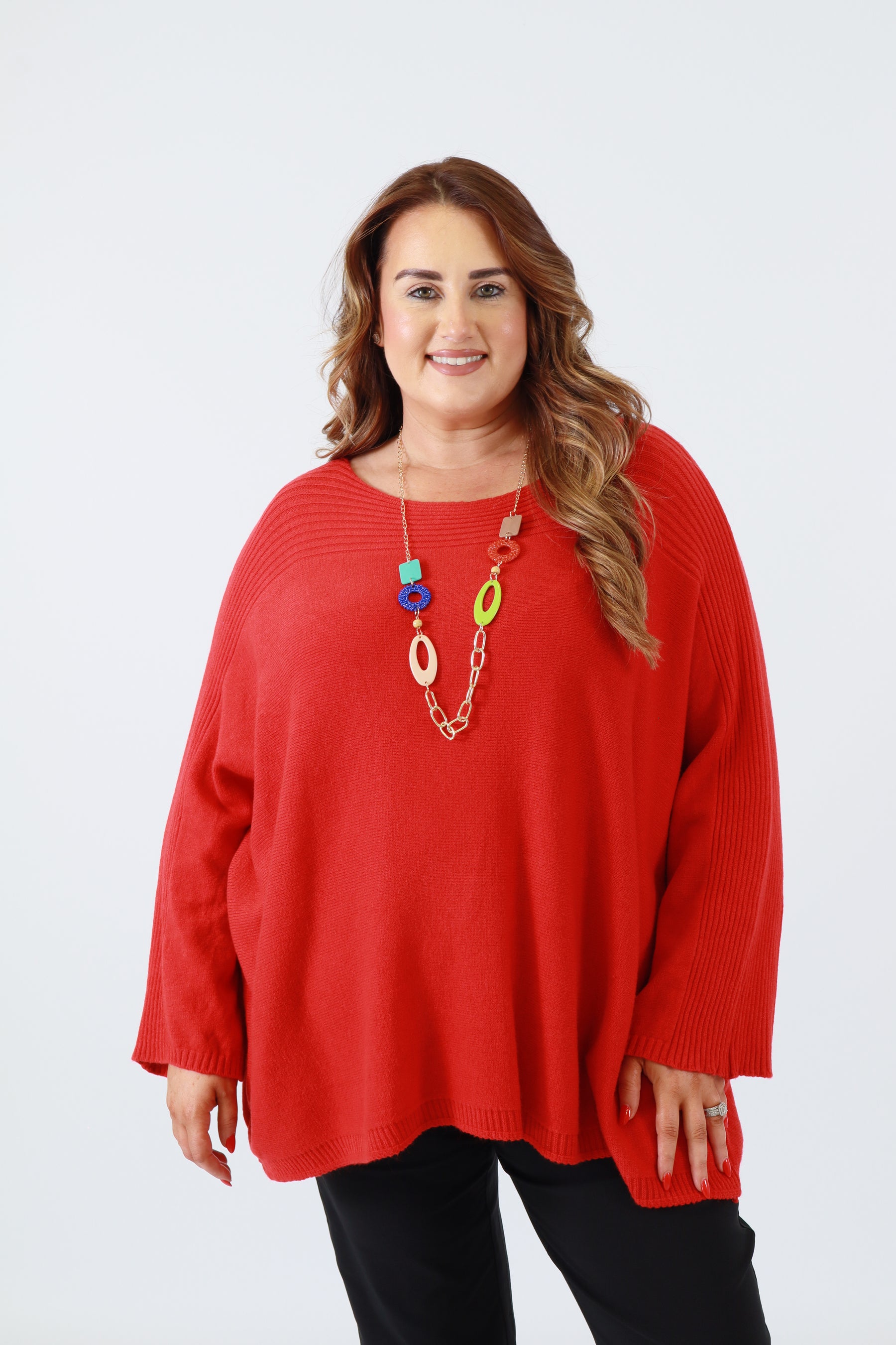 Isabell Oversized Knit Jumper in Red