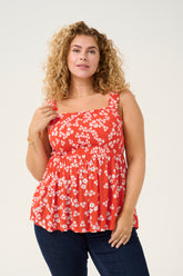 Kaffe Curve Ami Smock Top in Red