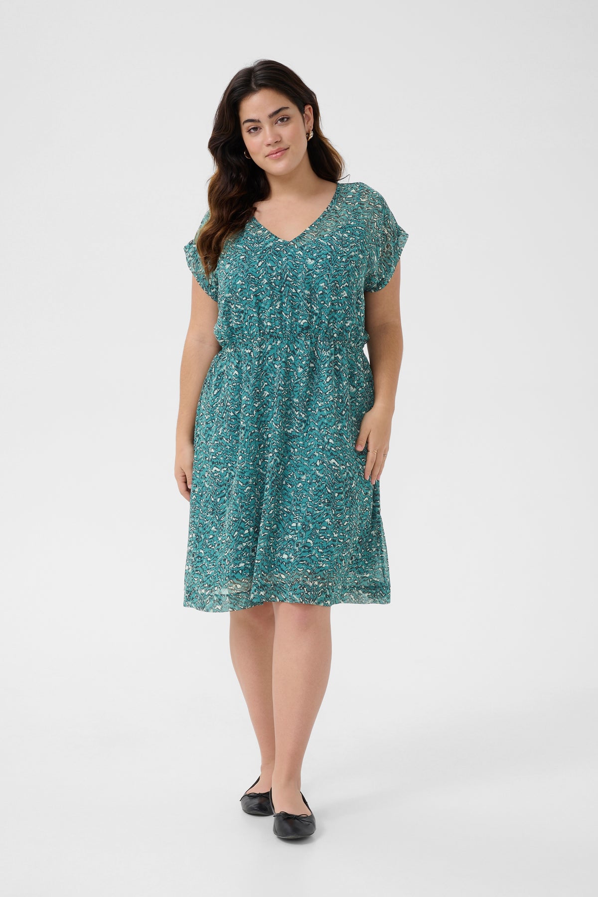 Kaffe Curve Belia Dress in Teal