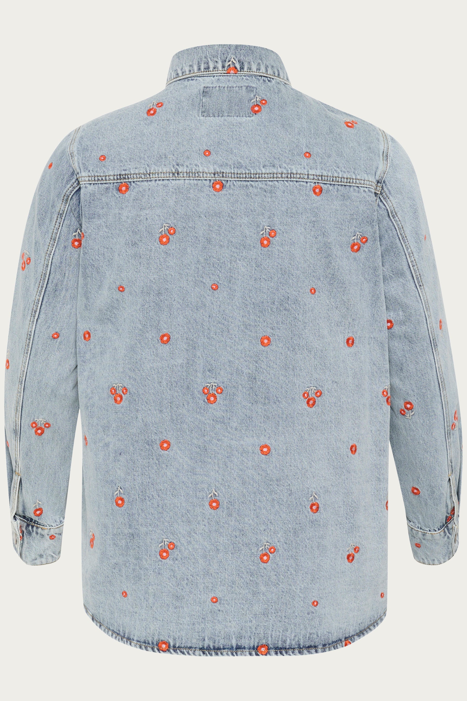 Kaffe Curve Betty Denim Jacket with Red Flowers