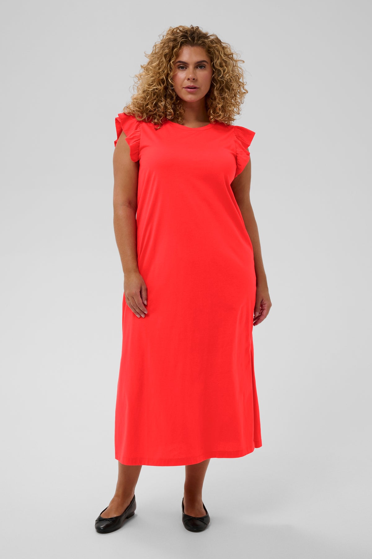 Kaffe Curve Caline Dress in Poppy Red