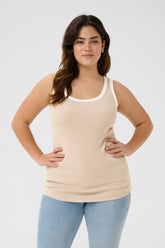Kaffe Curve Carina Contrast Top in Beige