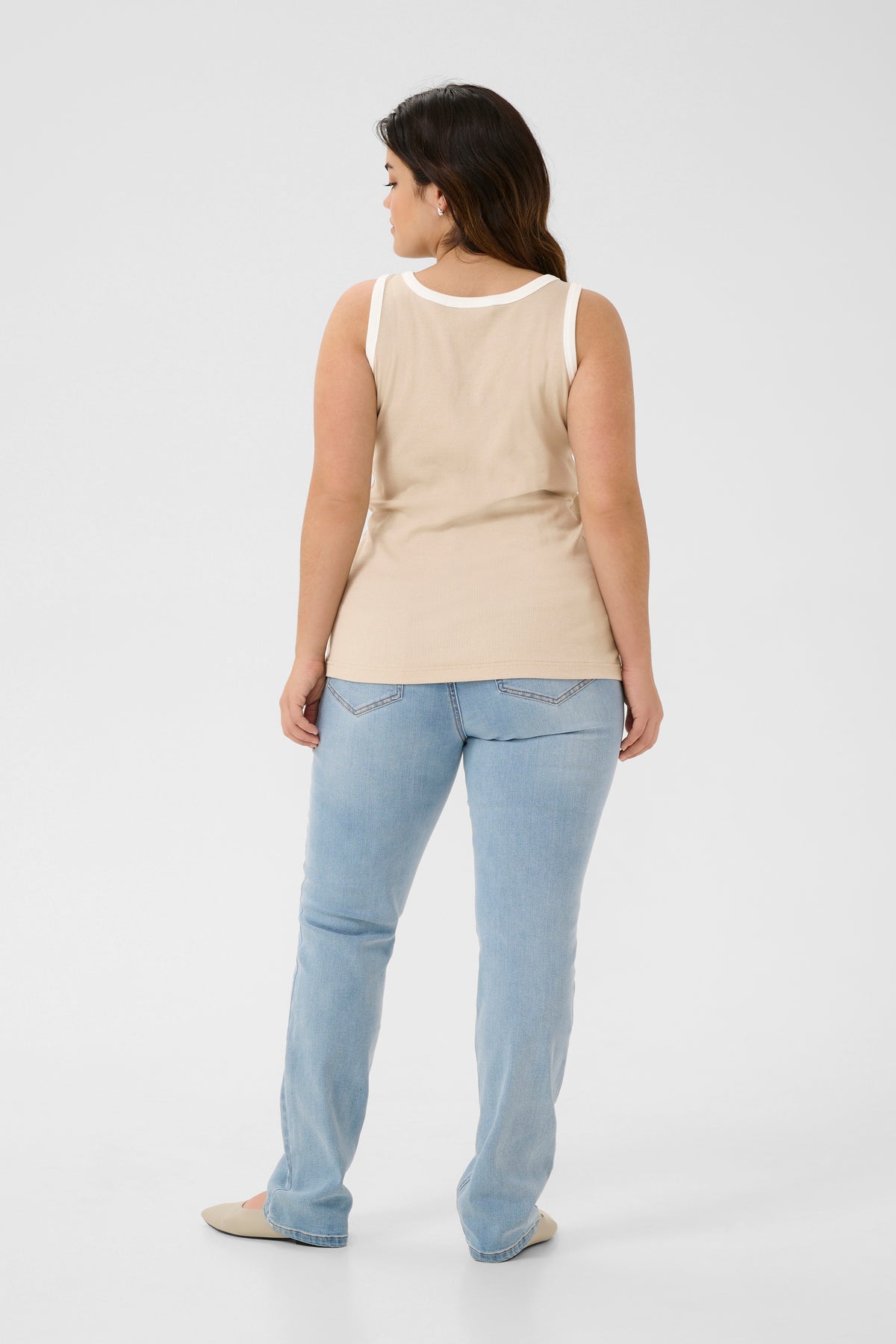Kaffe Curve Carina Contrast Top in Beige