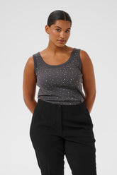 Kaffe Curve Carina Rhinestone Vest Top in Grey