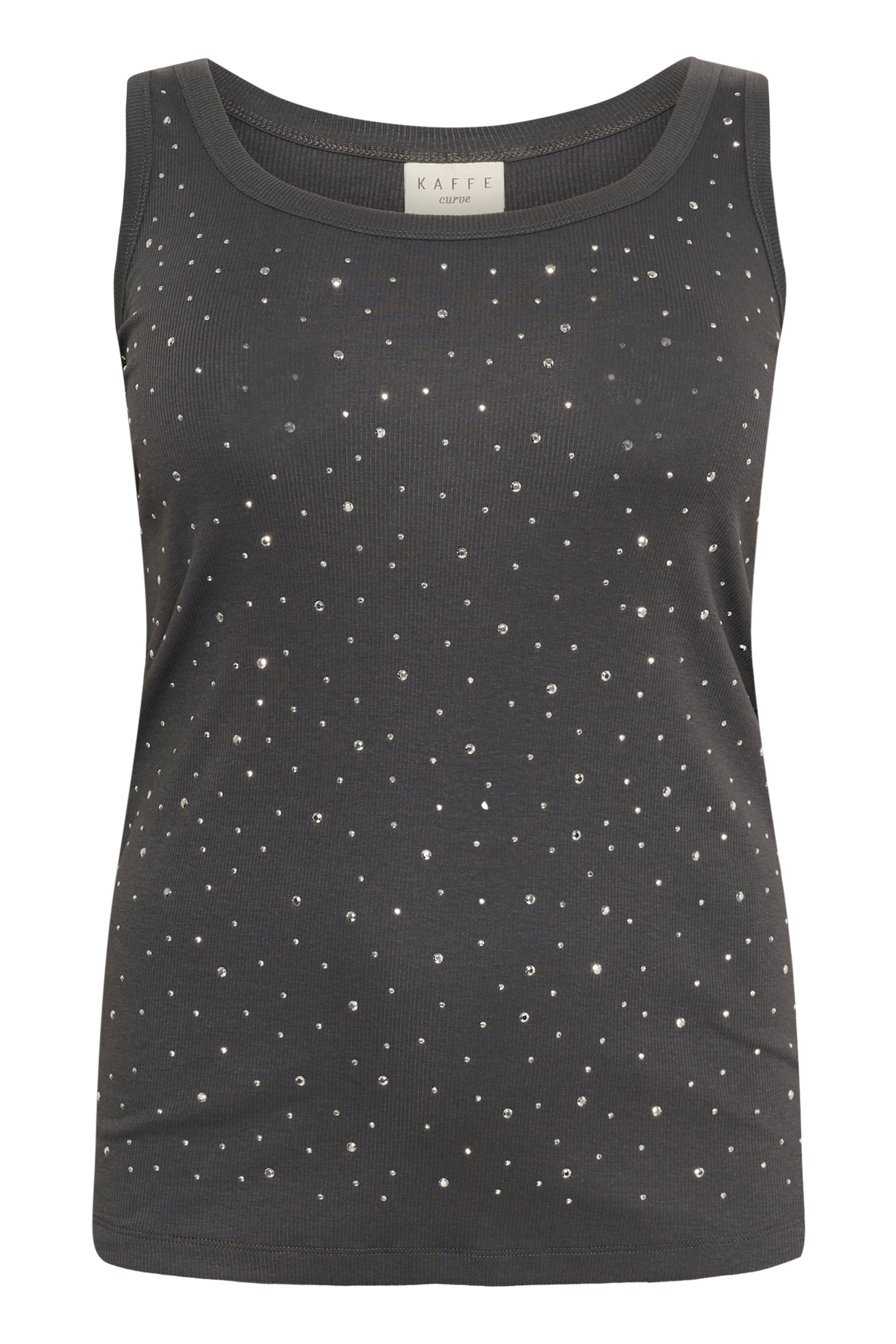 Kaffe Curve Carina Rhinestone Vest Top in Grey