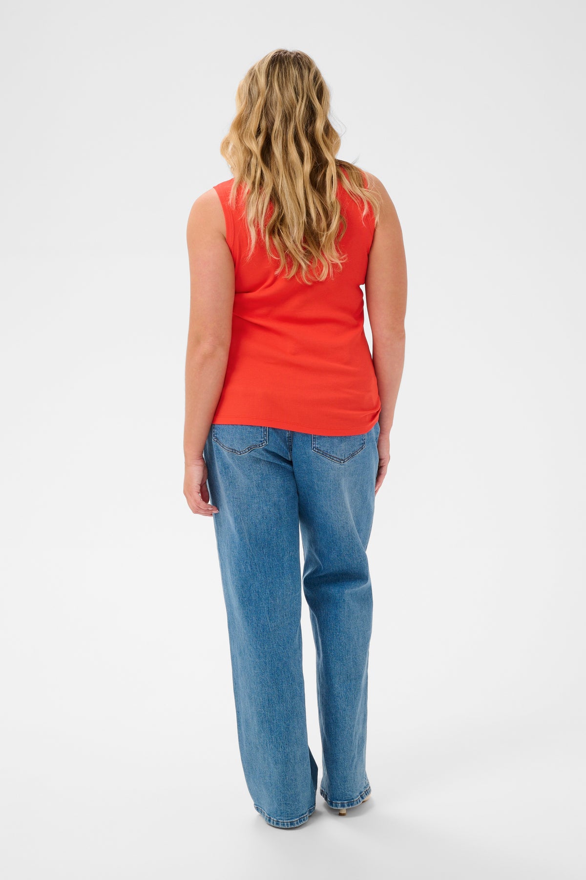 Kaffe Curve Carina Vest Top in Poppy Red