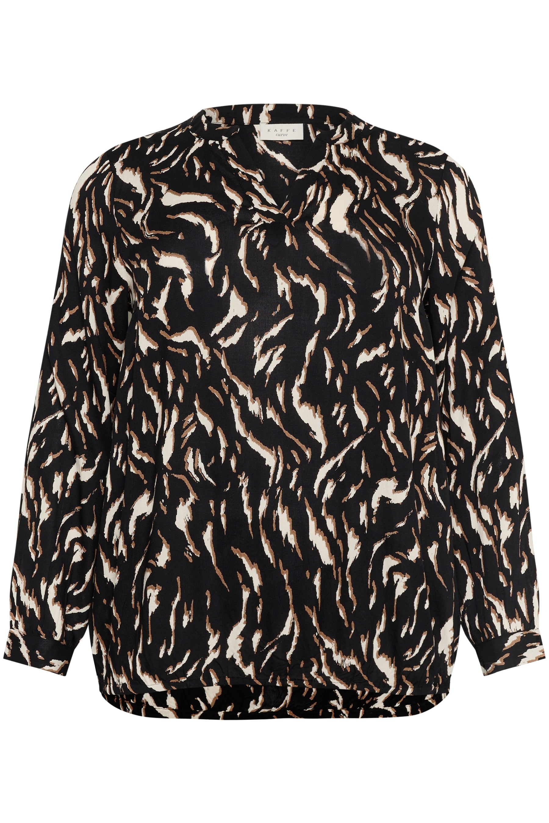 Kaffe Curve Diana Blouse in Black Tiger Print