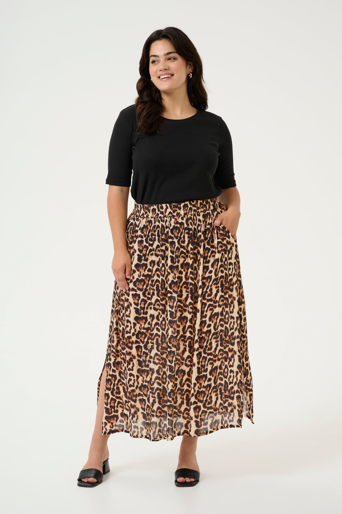 Kaffe Curve Edina Leopard Skirt