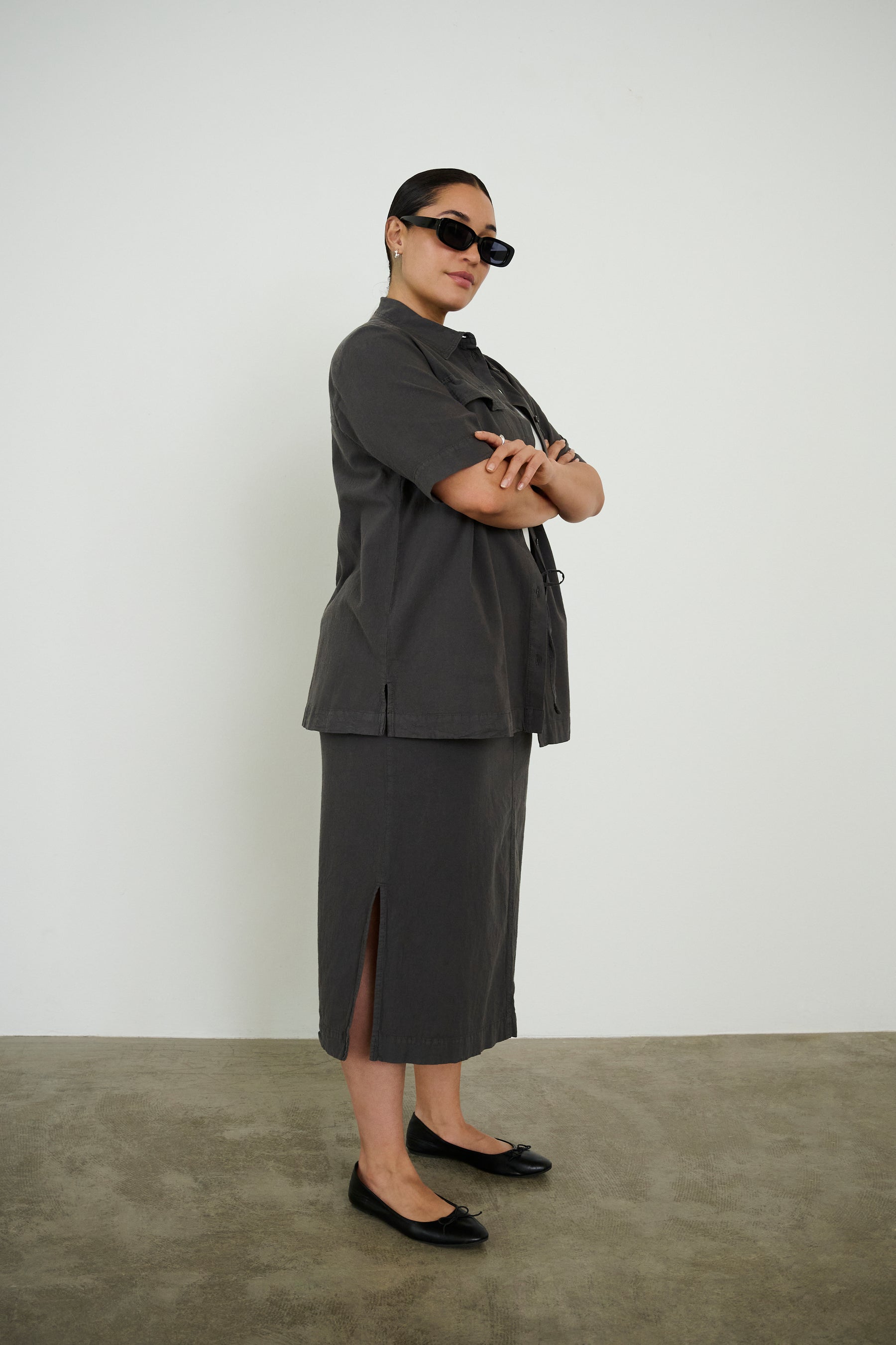 Kaffe Curve Liah Skirt in Charcoal