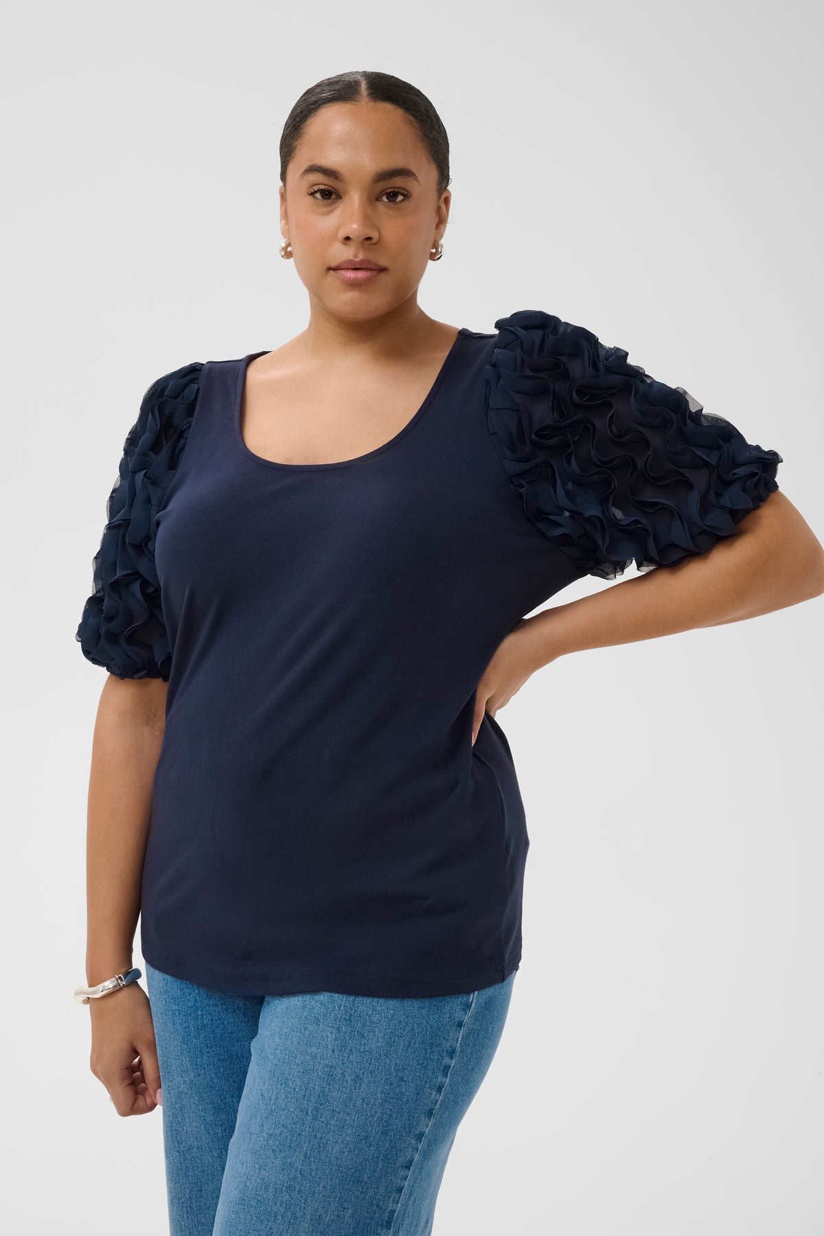 Kaffe Curve Linda T-Shirt in Navy