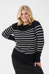 Kaffe Curve Lizzy Jumper in Black Stripe