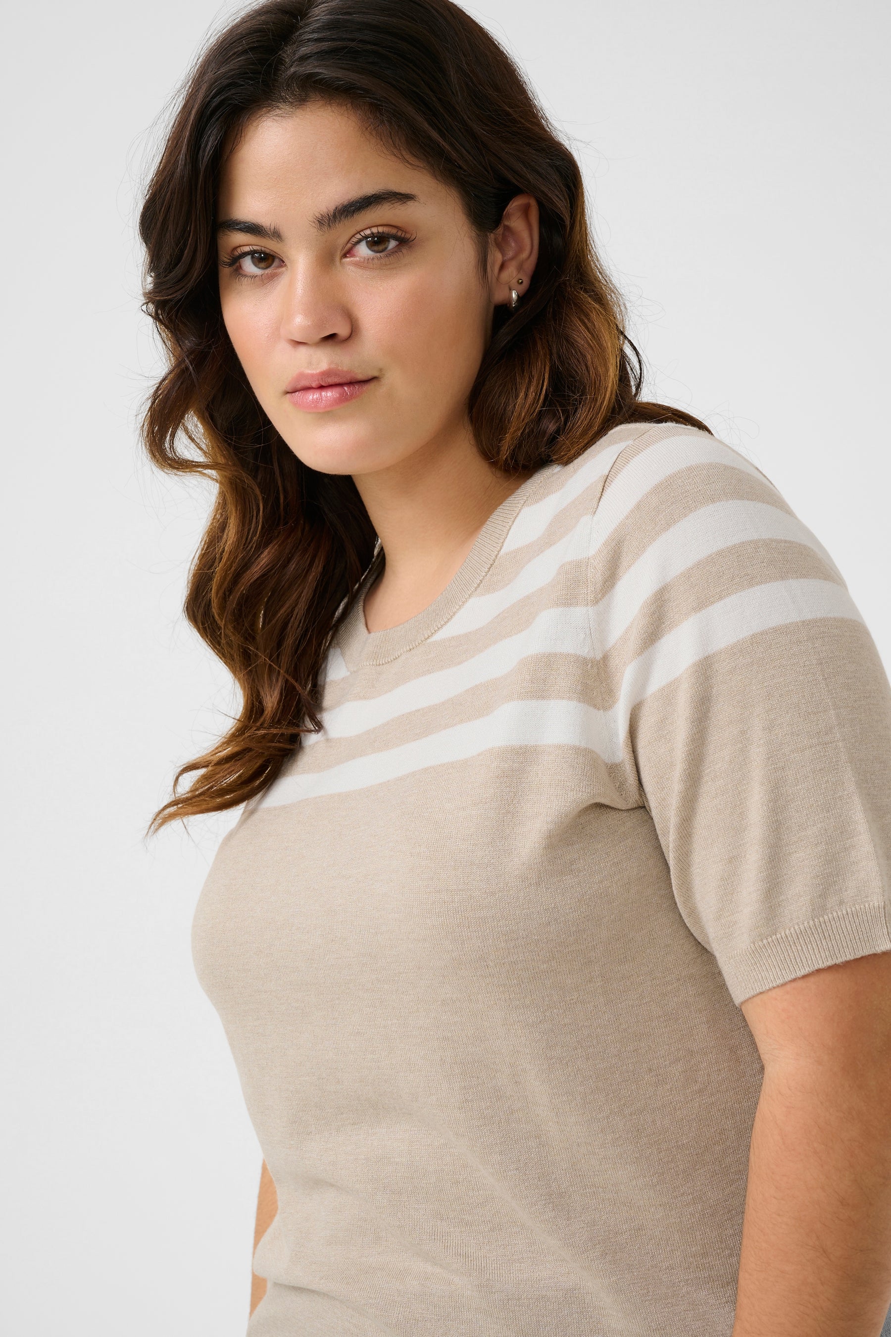 Kaffe Curve Lizzy Knit Top in Beige