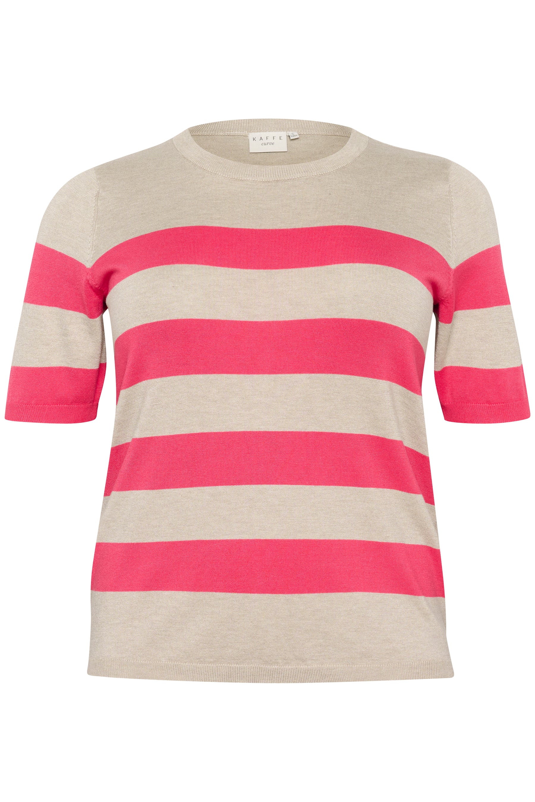 Kaffe Curve Lizzy Knit Top in Beige/Pink