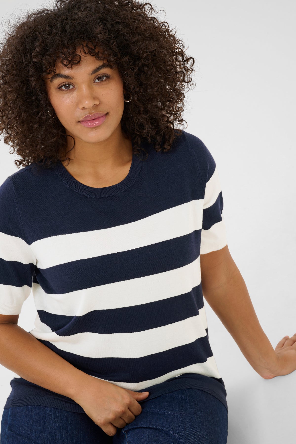 Kaffe Curve Lizzy Knit Top in Navy