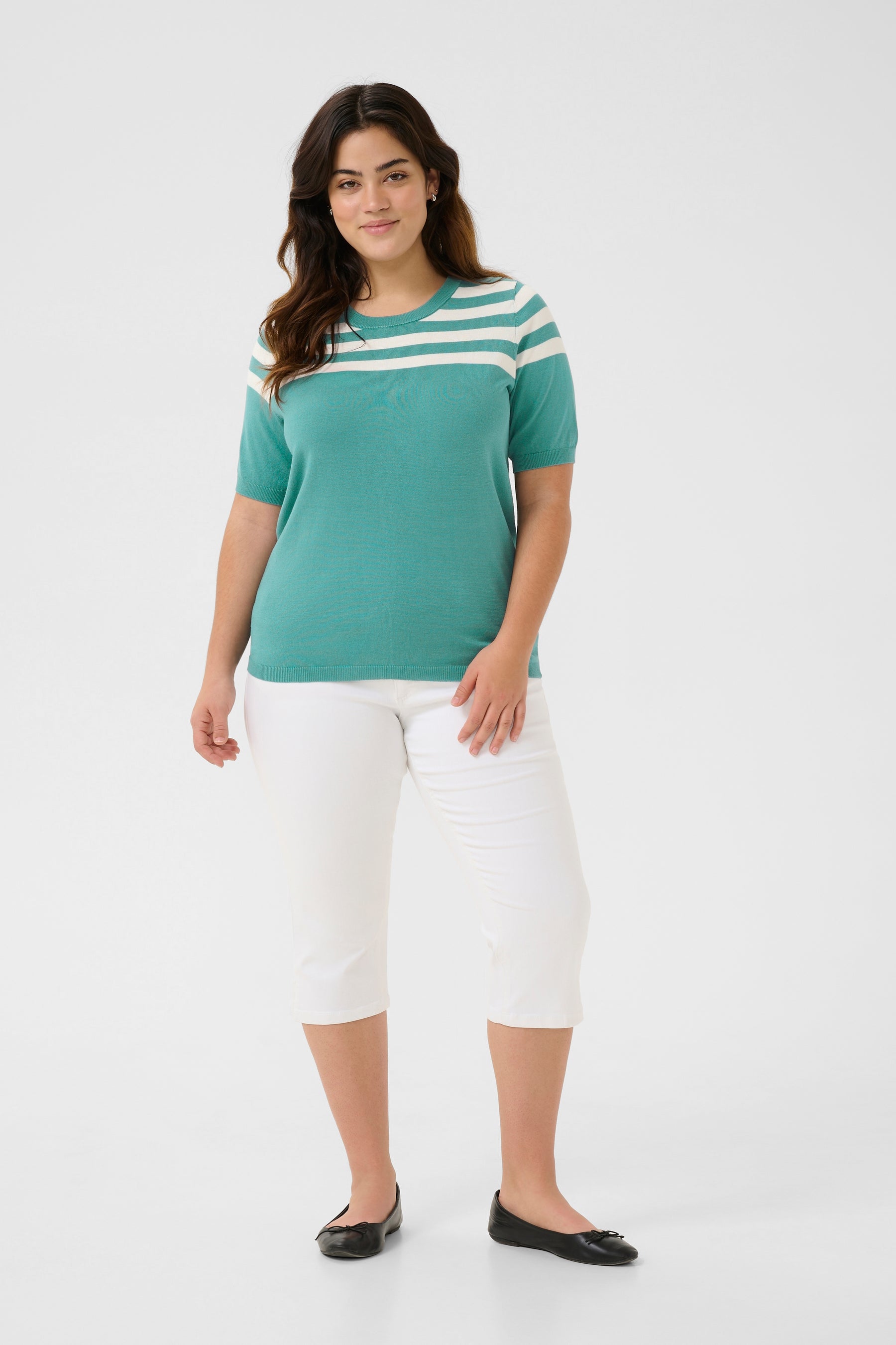 Kaffe Curve Lizzy Knit Top in Teal