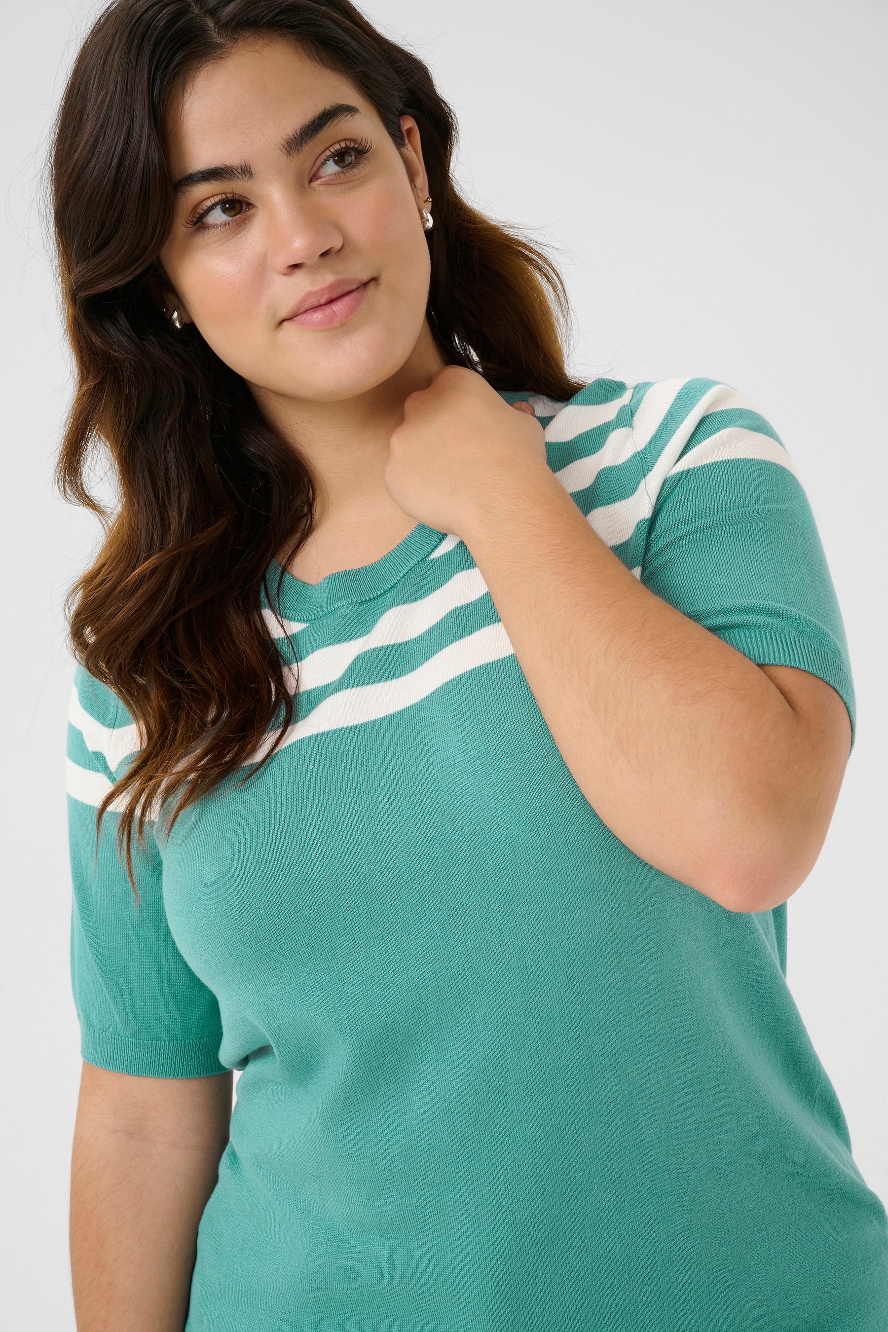 Kaffe Curve Lizzy Knit Top in Teal