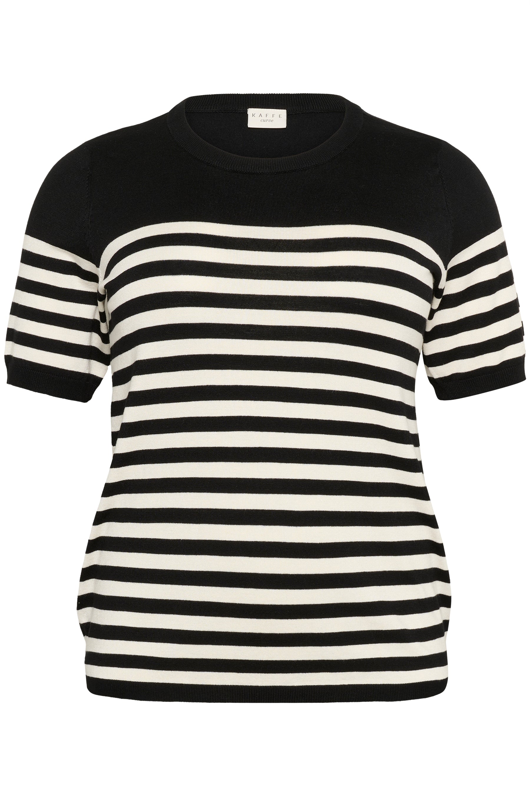 Kaffe Curve Lizzy Striped Knit Top in Black