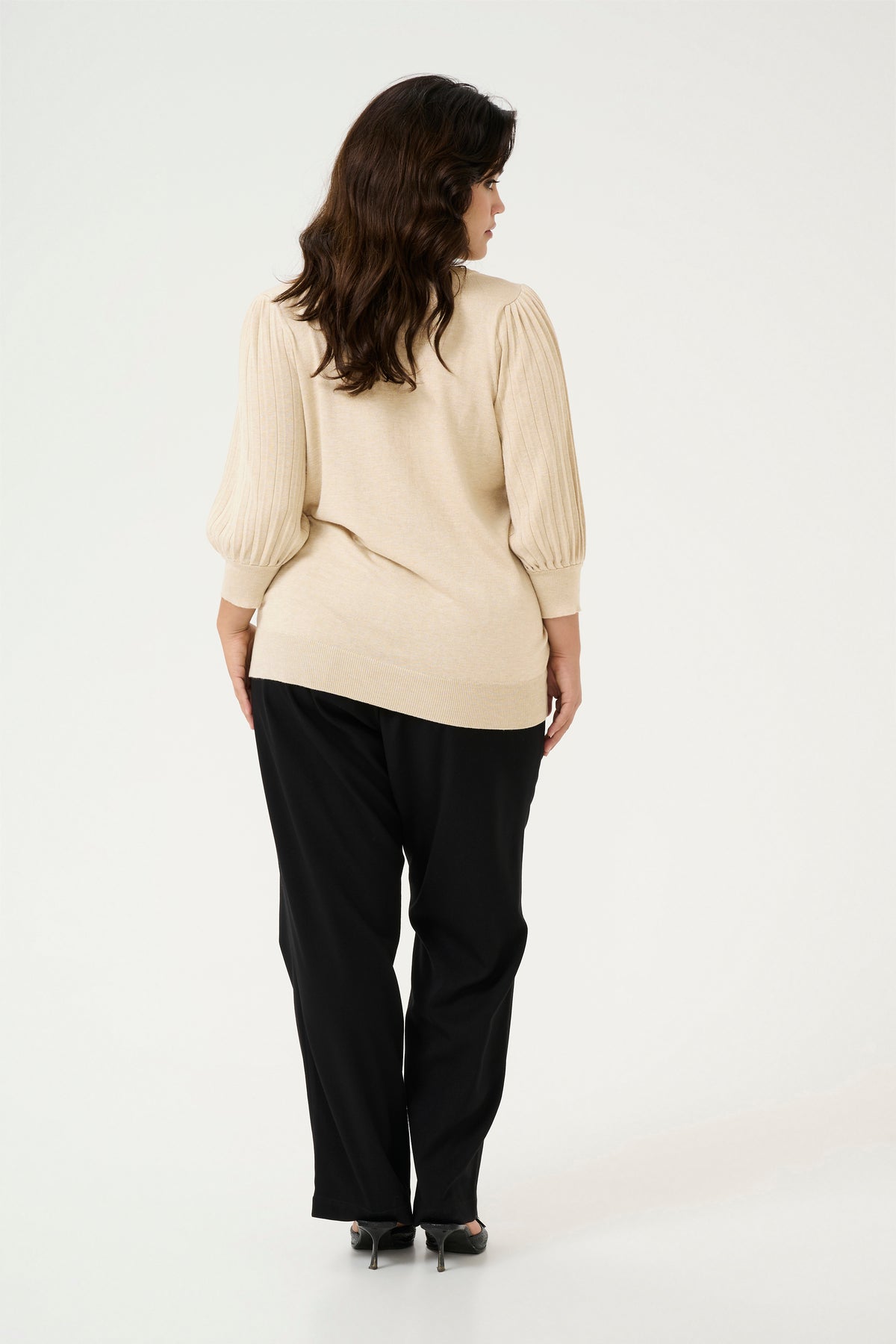 Kaffe Curve Loni Knit Top in Beige