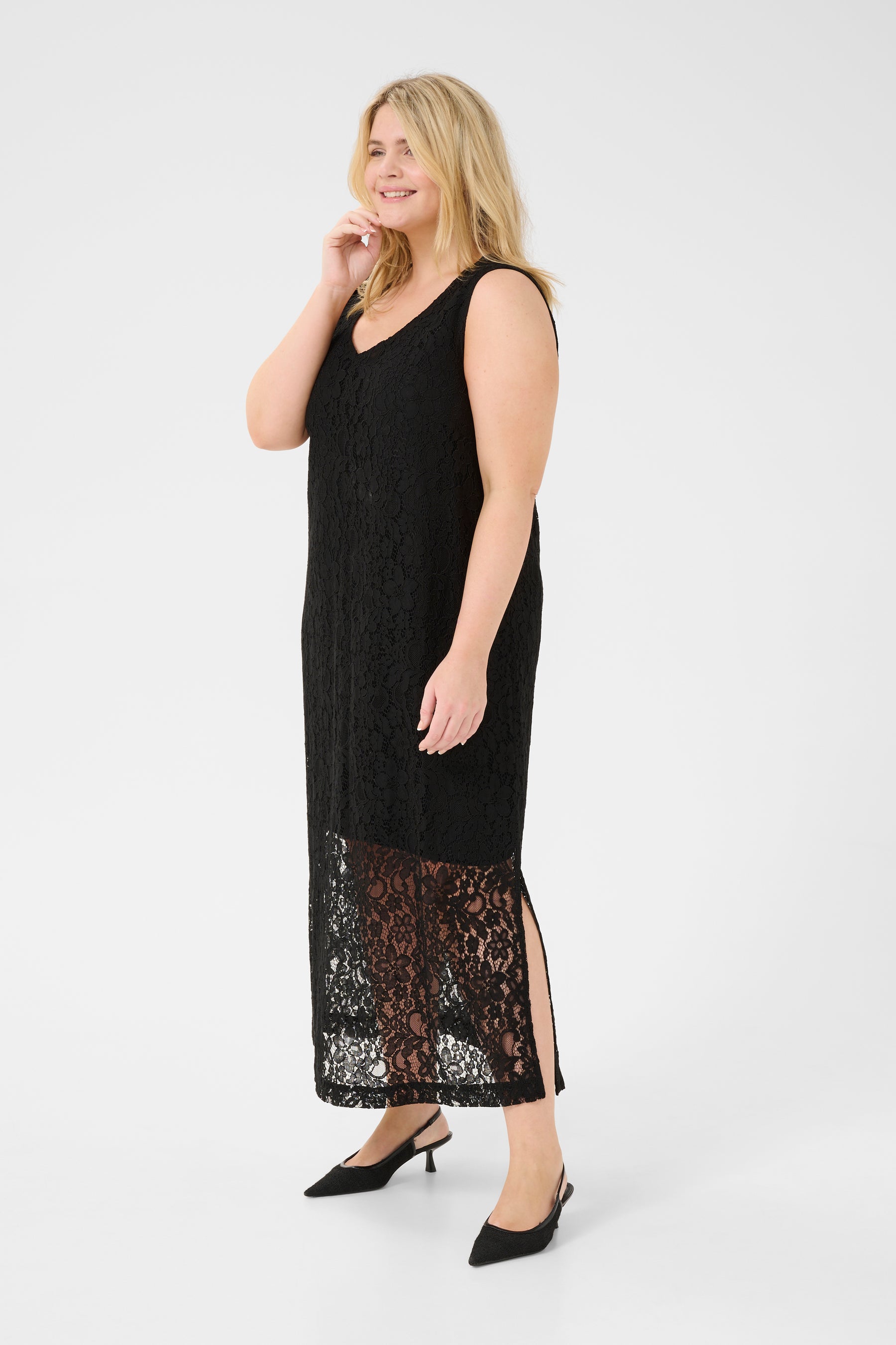 Kaffe Curve Lorani Lace Dress in Black